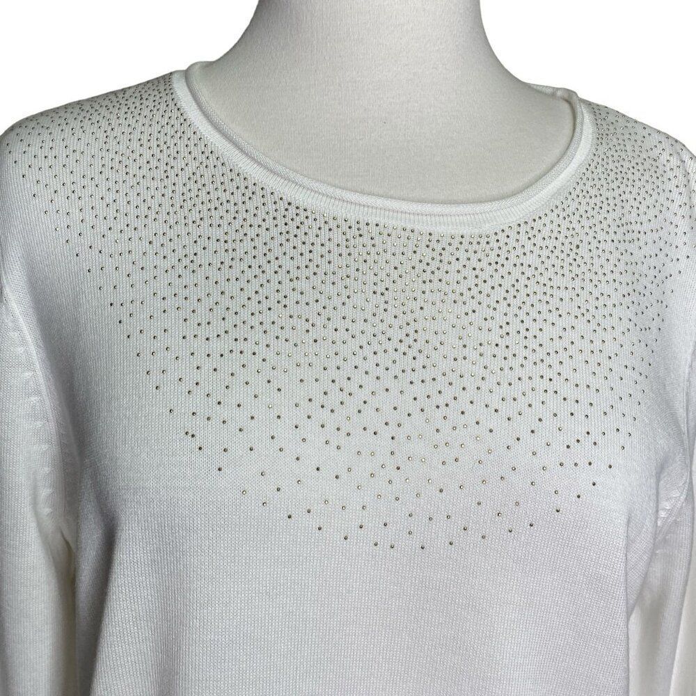 Calvin Klein Sweater Size Large White Studded Neck - Picture 4 of 7